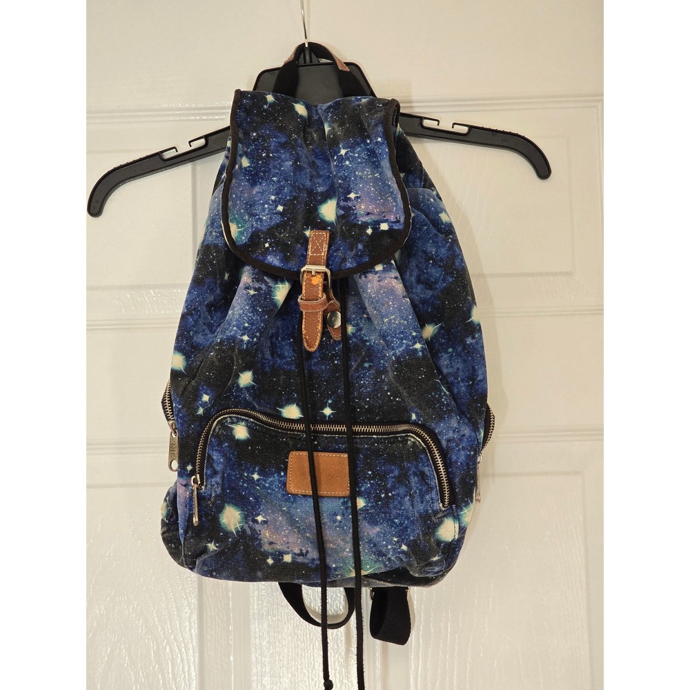 Victoria's Secret PINK Galaxy Print Canvas Backpack Rucksack Blue Cosmic Bag